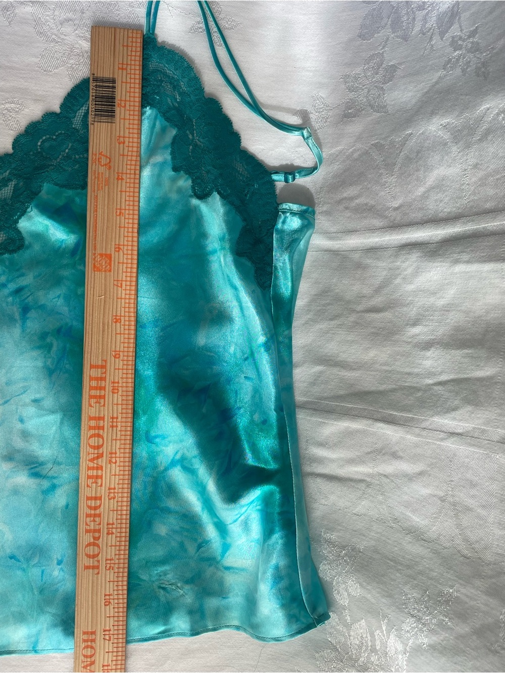 Valerie Stevens Cami Top Medium Turquoise Tie Dye Lace Trim Mermaidcore Fairy - Picture 6 of 8